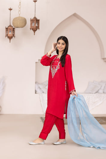 Sparking Rose Rawsilk Ensemble - Red