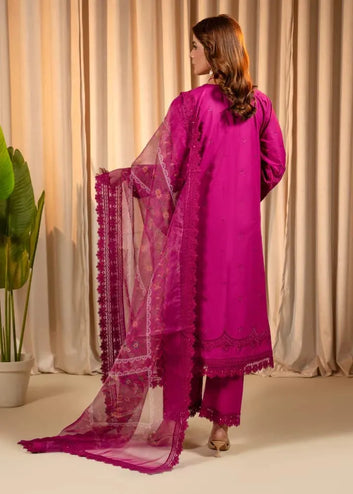 3PC Emb Lawn – Magenta Hand Embell