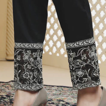 Noir Elegance Embroidered Trousers