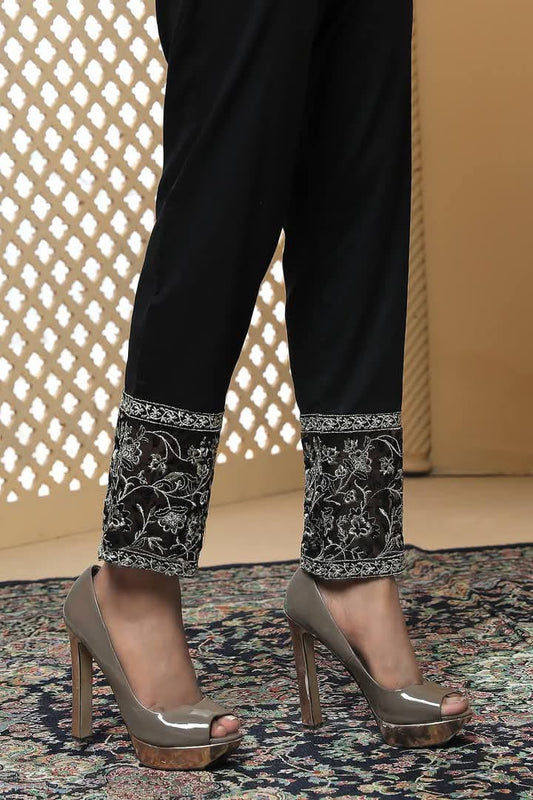 Noir Elegance Embroidered Trousers