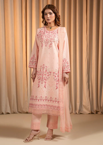 3 Piece Emb Lawn – Peach Hand Embellished