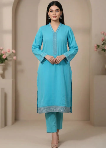 Aqua jacqured | Premium Golden-Line Jacquard Set