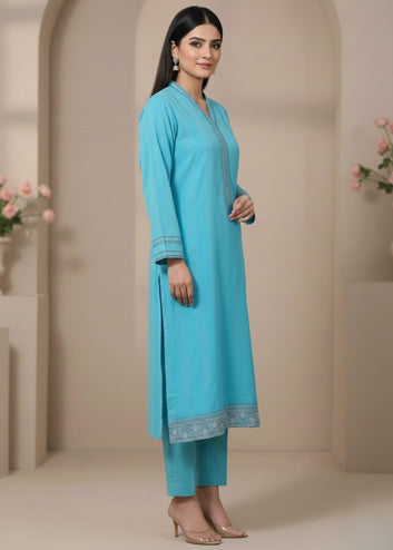 Aqua jacqured | Premium Golden-Line Jacquard Set