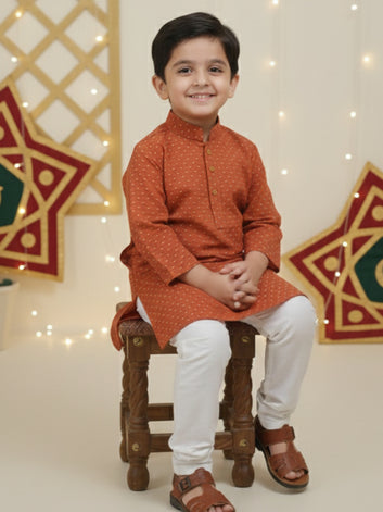 Rust Stitch – Two-Piece Festive Jacquard Kurta Set