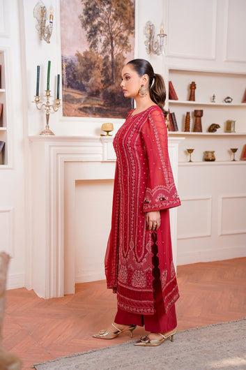 Scarlet Streak – Luxury Chiffon 3PC Unstitched