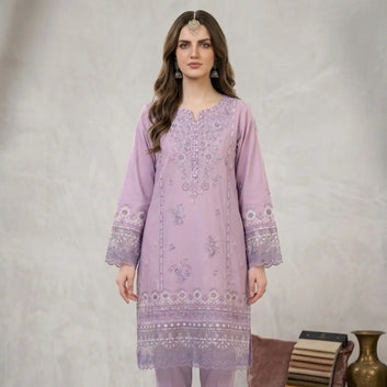 Aura-03 - Dusty Lavender Embroidered Stitched 3-Piece Lawn Cotton