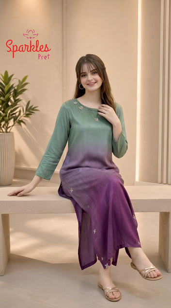 Modern Luxe | Sage & Amethyst Ombré Long Shirt