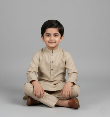 Pasha Kurta Set – Beige Winter Wash & Wear Ensemble