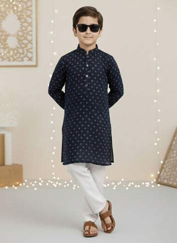 Royal Stitch – Classic Navy Blue Cotton Kurta Set