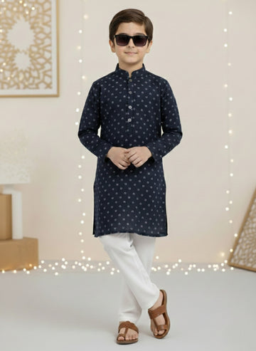 Royal Stitch – Classic Navy Blue Cotton Kurta Set