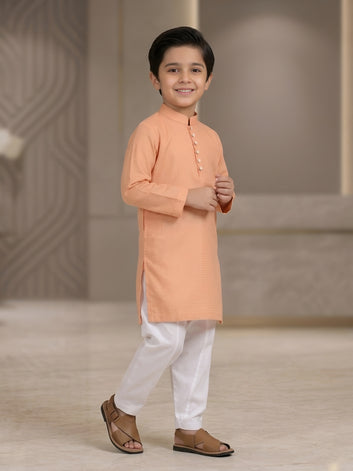 Pasha Pearl | Boys 2-Piece Jacquard Cotton Kurta Set