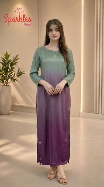 Modern Luxe | Sage & Amethyst Ombré Long Shirt