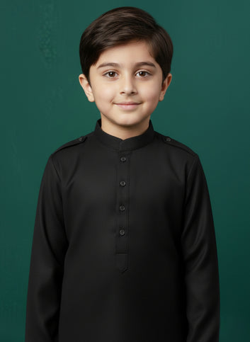 Sanwal Classic – Jet Black Wash & Wear Kurta Pajama Set