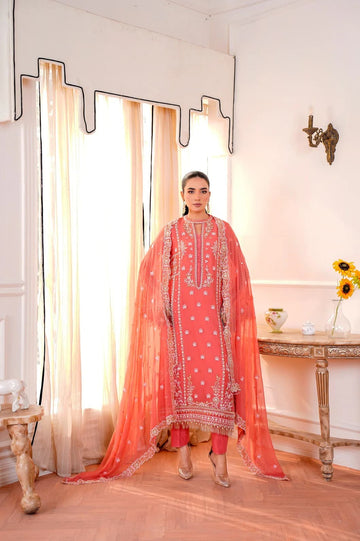 Coral Glow - Unstitched 3 Piece