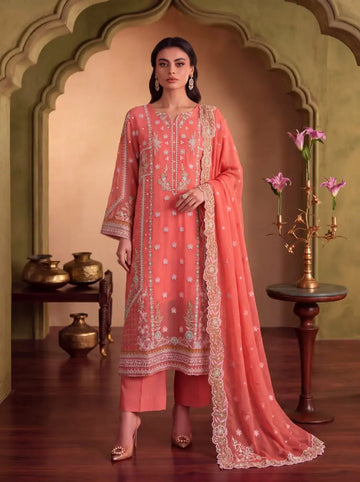 Coral Pret – Luxury Chiffon Embellished Stitched 3PC | Sparkles Pret