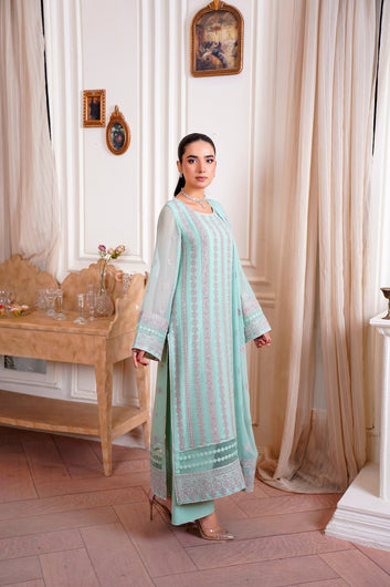 Aqua Mist – Luxury Chiffon 3PC Unstitched