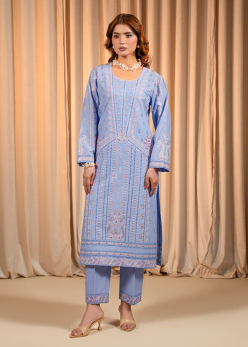 3PC Emb Lawn Periwinkle – Hand Embell