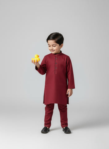 Fantasy Kurta Set – Deep Maroon Wash & Wear Ensemble