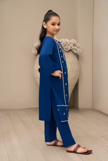 Blue Embroidered